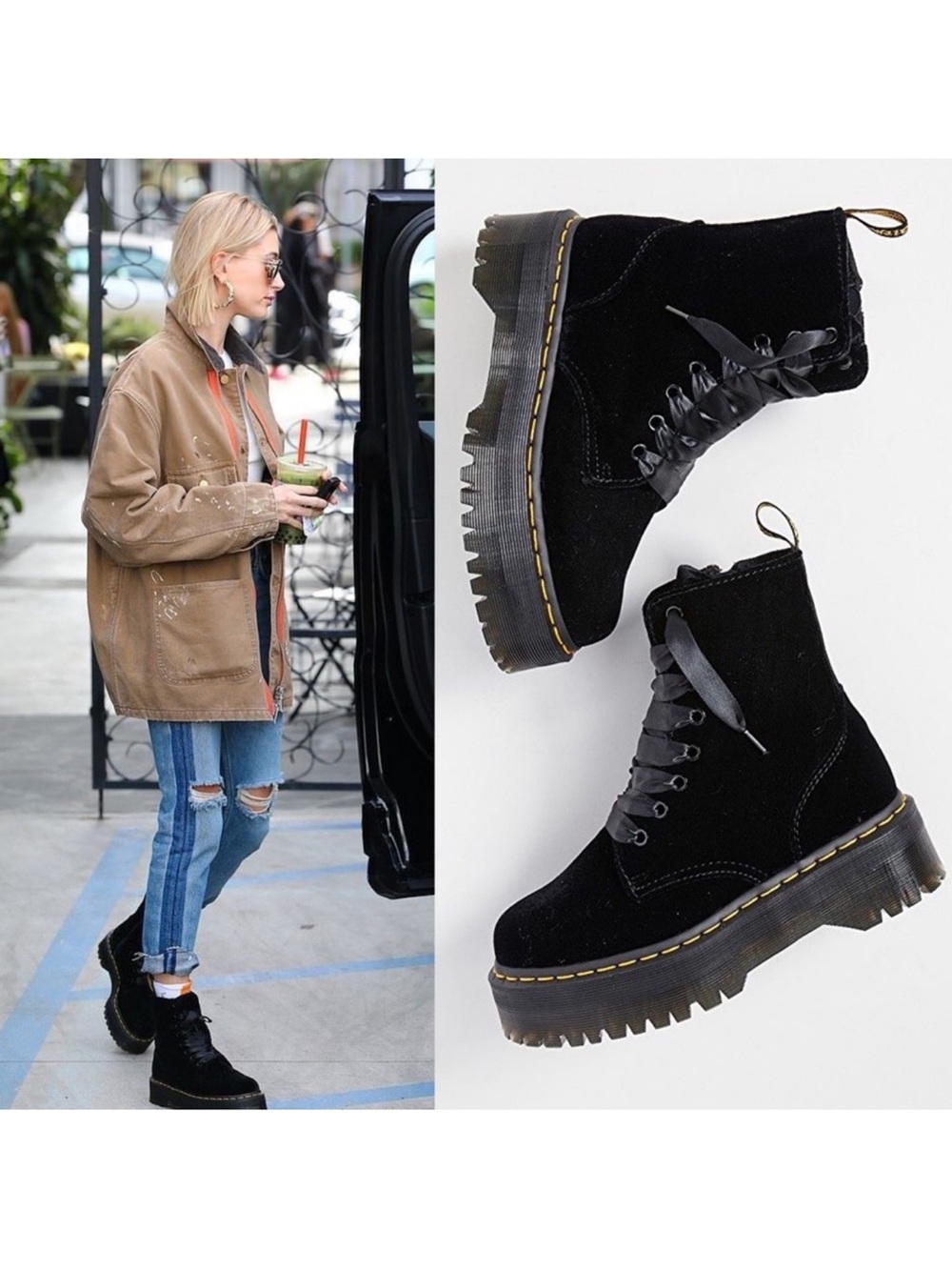 Dr. Martens Jadon Velvet Platform Boots Black Size 7 EUC - Picture 13 of 13